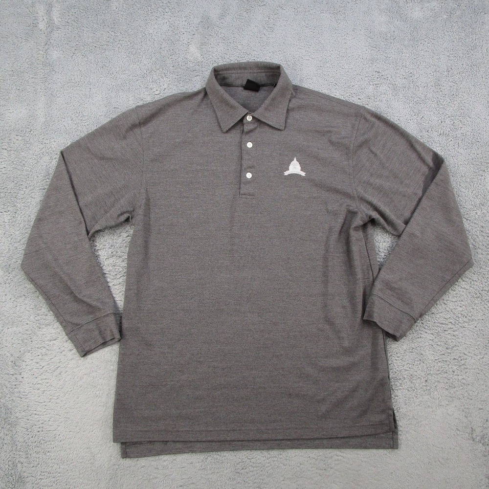 Dunning Golf Mens Long Sleeve Polo Shirt Gray Congressional Country Club Large